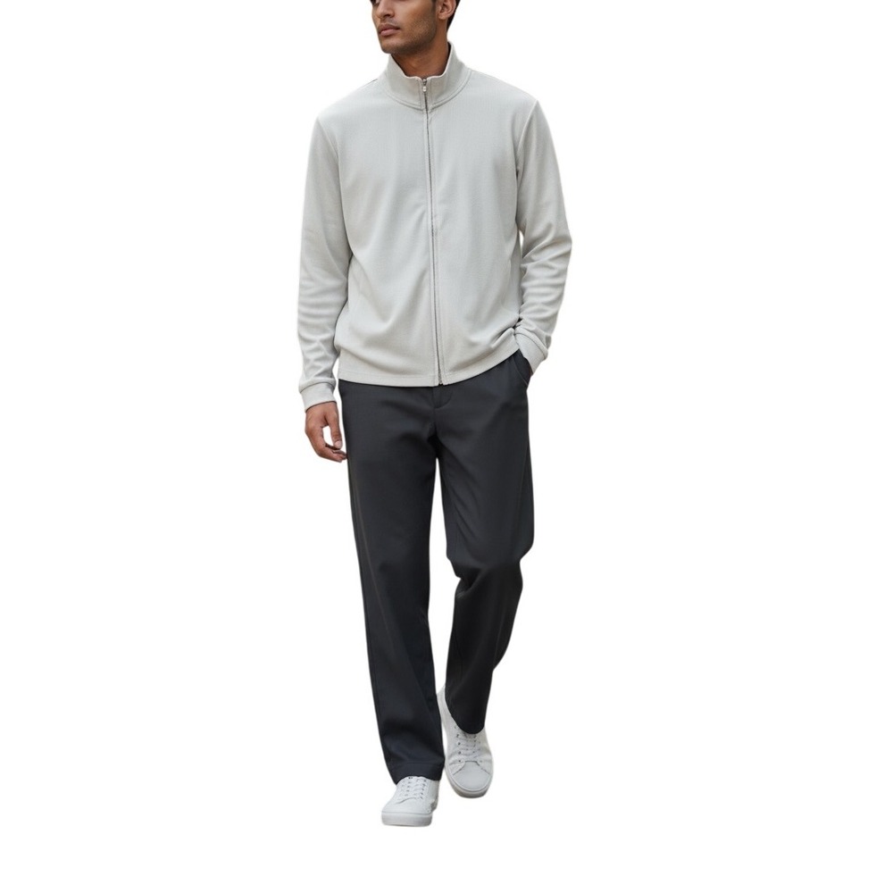 Manfinity Mens Full 2 Way Zipper Mock Neck‎ Jacket Athletic Warm Up Track Top M